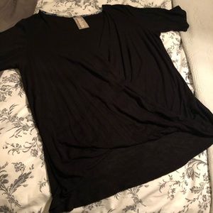 Black Anthropologie Dolan faux wrap top L